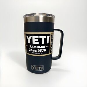 YETI 24 oz Rambler Mug Navy Blue Brand New Stainless Steel Cup Handle Lid